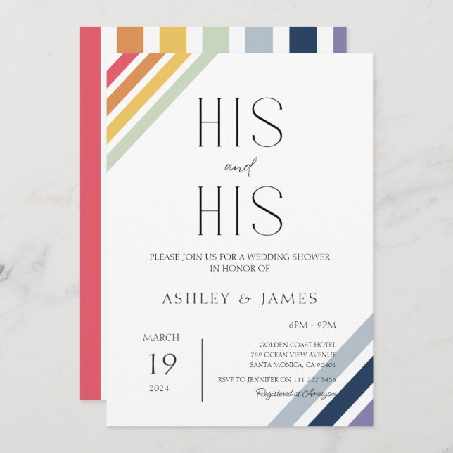 Invitation Couples Mariages gays modernes douche son et son L (Devant / Derrière)