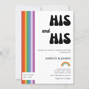 Invitation Couples Mariages gays rétro douche son et son LGBT
