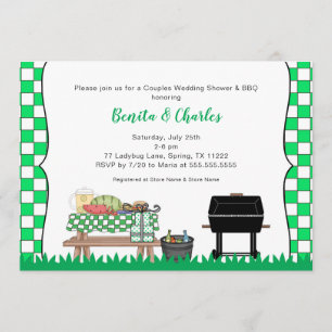 Invitation Couples Mariée ou Wedding shower soirée barbecue