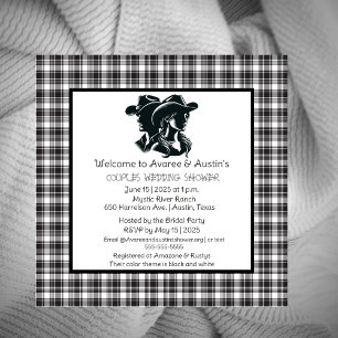 Invitation Couples Noir et Blanc Occident Thème Douche