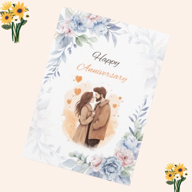Invitation Couples romantiques célébrant leur anniversaire (Wish You Happy Anniversary )
