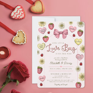 Invitation Couples roses mignons Baby shower de Saint Valenti