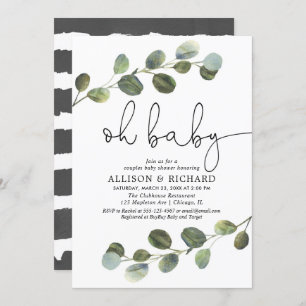 Invitation Couples sans sexe baby shower eucalyptus