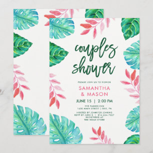 Invitation Couples Tropical Aquarelle Trendy Douche