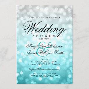 Invitation Couples Wedding shower Beach Ombre Bokeh Lumières