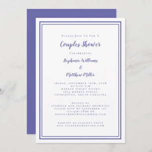 Invitation Couples Wedding shower Fiançailles Periwinkle bleu