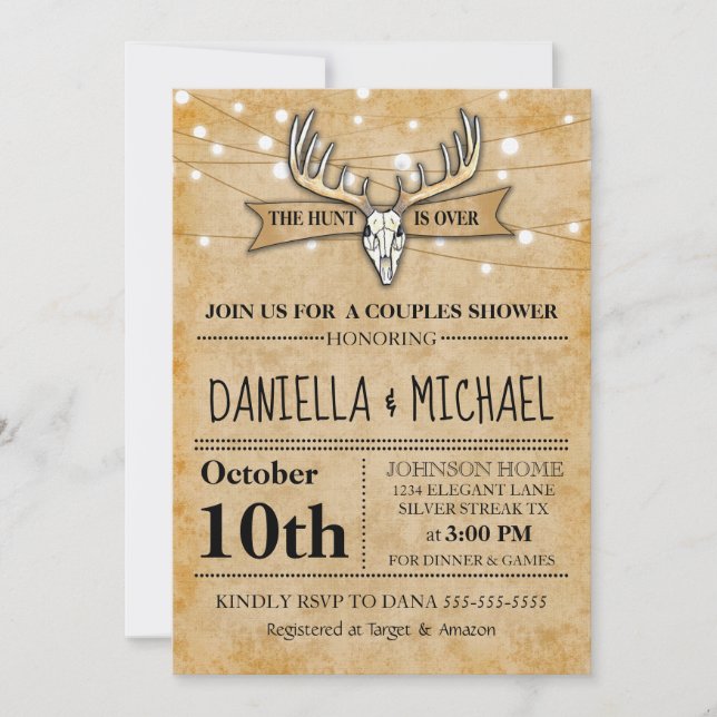 Invitation Couples Wedding shower La chasse est sur Mariage (Devant)