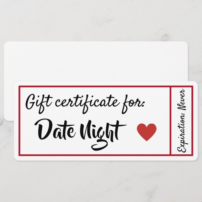 Invitation Coupon de nuit (Devant / Derrière)