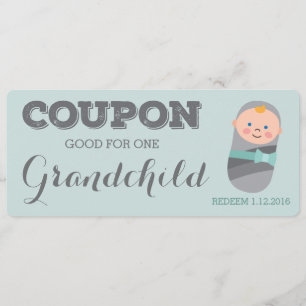 Invitation Coupon pour petit-enfant bleu bébé garçon fille