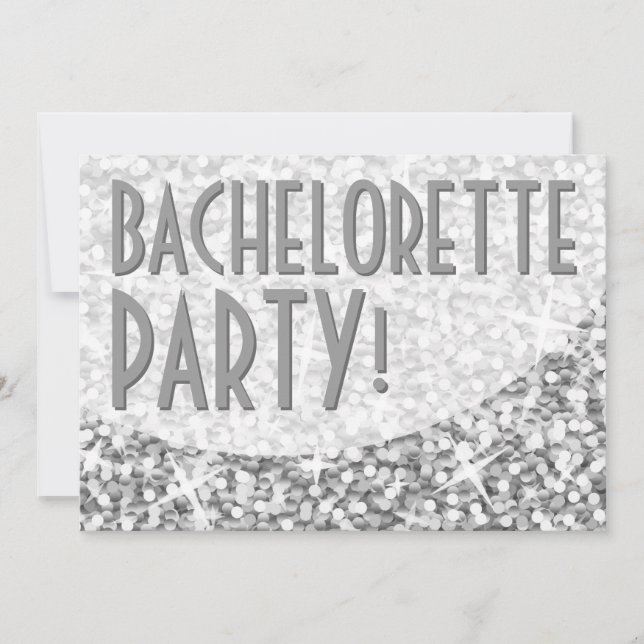 Invitation Courbe "Argent" de Glitz "Bachelorette Party" (Devant)
