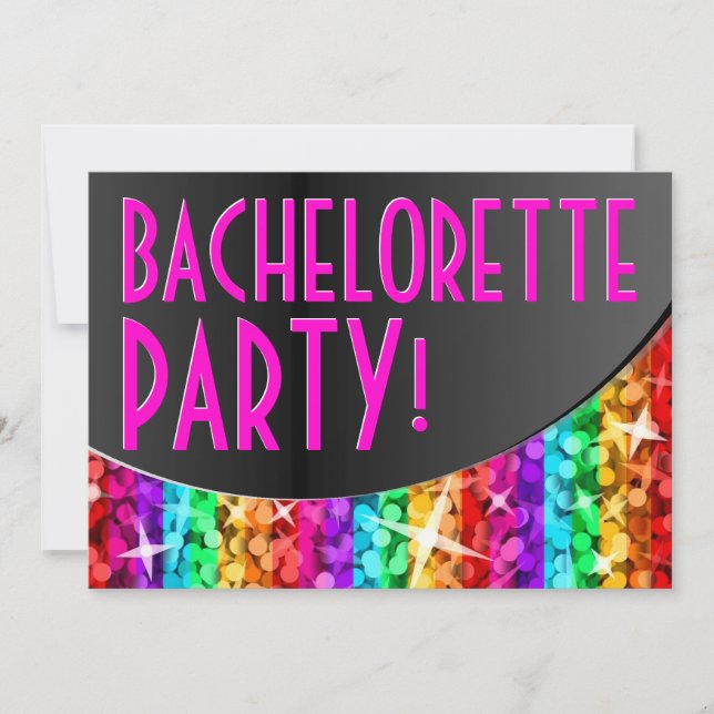 Invitation Courbe 'Bachelorette Party de rayure d'arc-en-ciel (Devant)