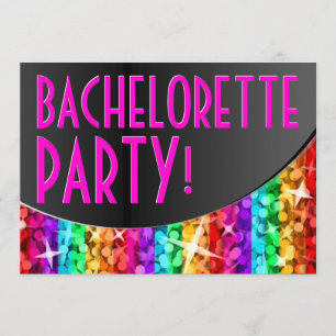 Invitation Courbe 'Bachelorette Party de rayure d'arc-en-ciel