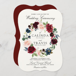 Invitation Courbe de Bouquet de Bourgogne Red Back Mariage