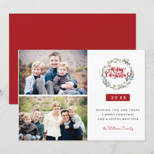 Invitation Courbe de Noël classique Deux photos Vacances