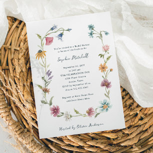 Invitation Courbe Fleur sauvage Boho   Fête des mariées
