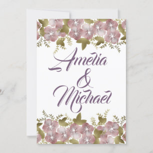 Invitation Courbe fleurie printemps été fleurs roses vert lea
