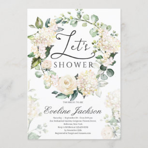 Invitation Courbe fleurie verte rose blanche or géométrique