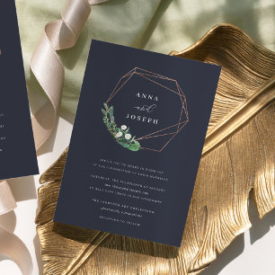 Invitation Courbe géométrique de serre   Mariage botanique