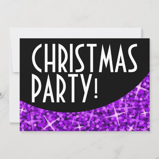 Invitation Courbe noire violet Glitz 'fête de Noël' (Devant)