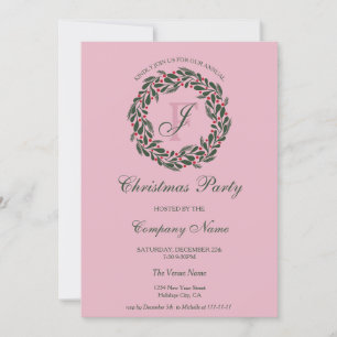 Invitation Courbe rouge rose moderne Fête de Noël d'entrepris