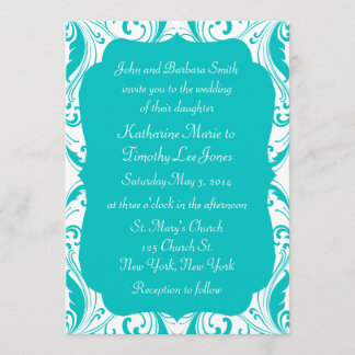 Invitation Courbes classiques Mariage Turquoise