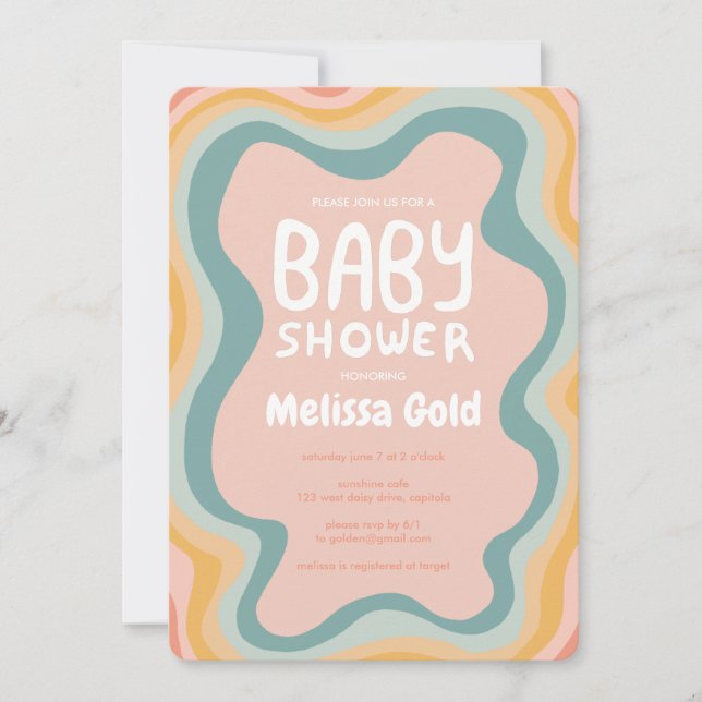 Invitation Courbes Pastel Super baby shower PERSONNALISÉES (Devant)