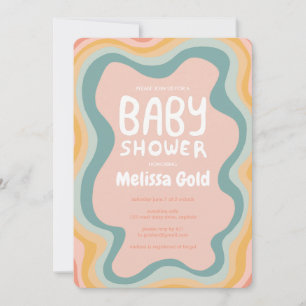Invitation Courbes Pastel Super baby shower PERSONNALISÉES