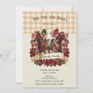 Invitation Courir pour les Roses Cheval Réaliste Kentucky Der