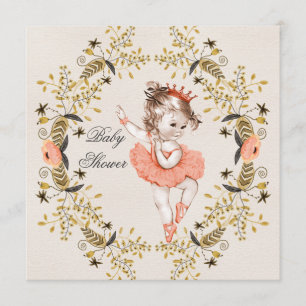 Invitation Couronne aquarelle florale Baby Shower Ballerine