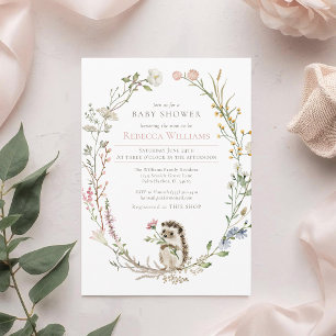 Invitation Couronne aquarelle hérisson de la forêt Baby Showe