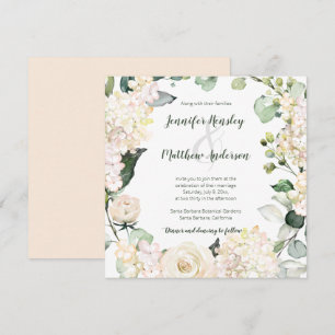 Invitation Couronne aquarelle rose pâle blanc crème