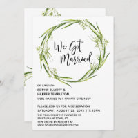Couronne aquarelle verte Nous nous sommes mariés T