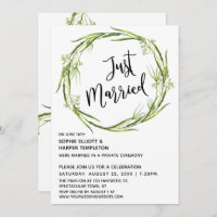 Couronne aquarelle verte typographie mariage juste