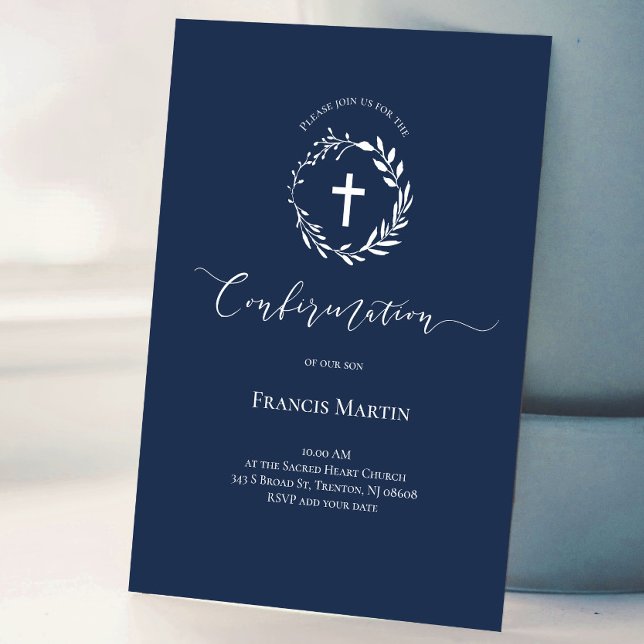 Invitation couronne blanche | Confirmation (Créateur téléchargé)