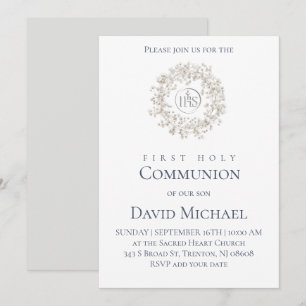 Invitation Couronne blanche de première communion