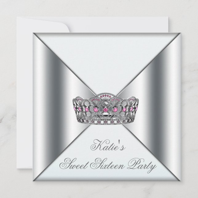 Invitation Couronne blanche rose Blanche Sweet 16 Party (Devant)