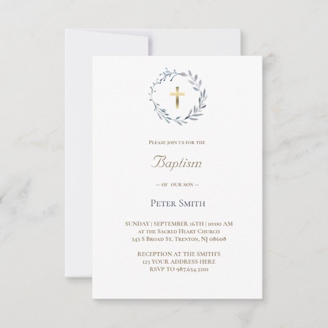 Invitation couronne bleue | Baptême (Devant)