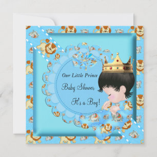 Invitation Couronne Bleue de Baby Shower pour Garçon Mignon