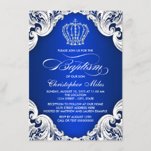 Invitation Couronne Bleue Royale Garçon Baptême