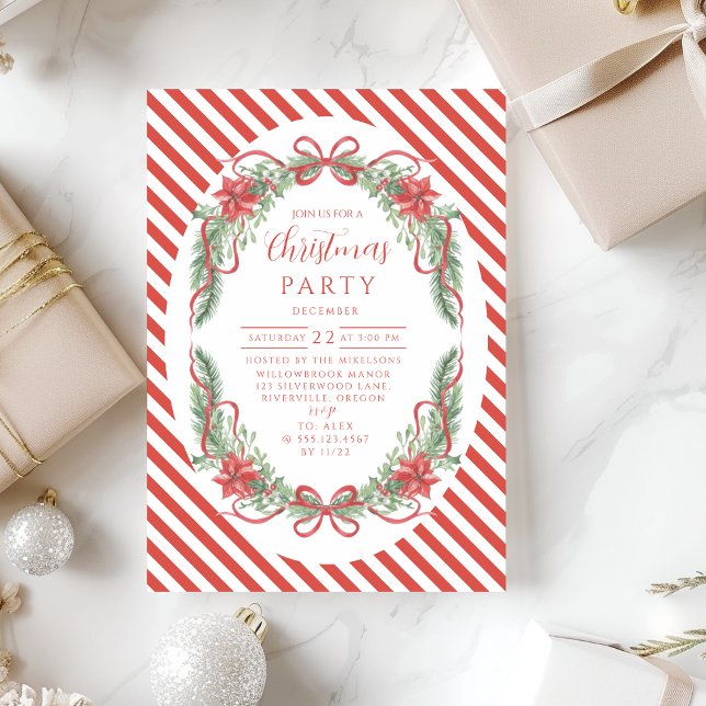Invitation Couronne botanique de Noël Candy Cane (Créateur téléchargé)