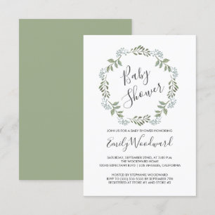 Invitation Couronne botanique de sauge Baby Shower