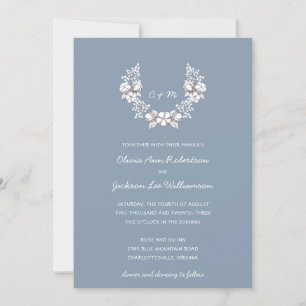 Invitation Couronne botanique   Dusty Blue Floral Mariage