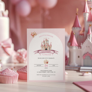 Invitation Couronne d'anniversaire Château Rose Petite Prince