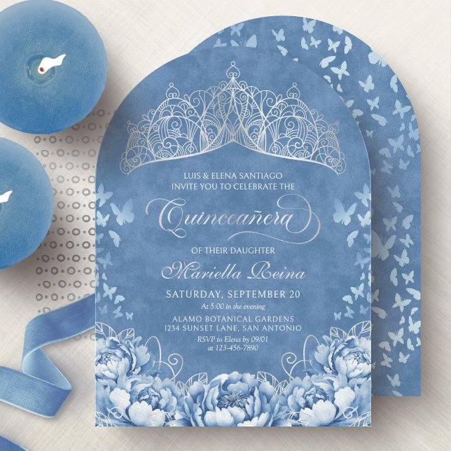 Invitation Couronne d'argent bleu clair Tiara Quinceanera (Créateur téléchargé)
