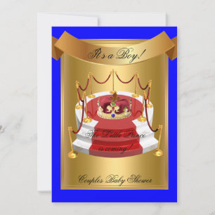 Invitation Couronne de Baby Shower Prince Royal Bleu Garçon