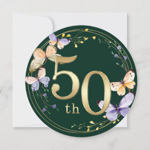 Invitation Couronne de bague en or papillon 50e anniversaire