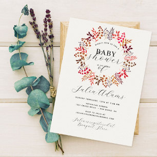 Invitation Couronne de bébé de douche de feuille d'automne d'