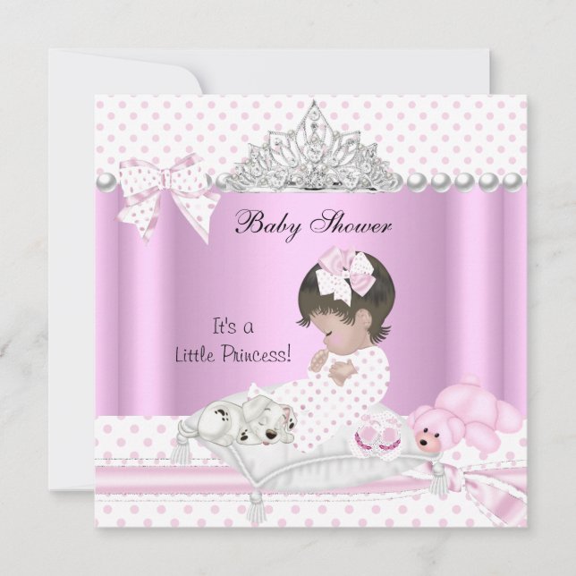 Invitation Couronne de bébé princesse fille chiot (Devant)