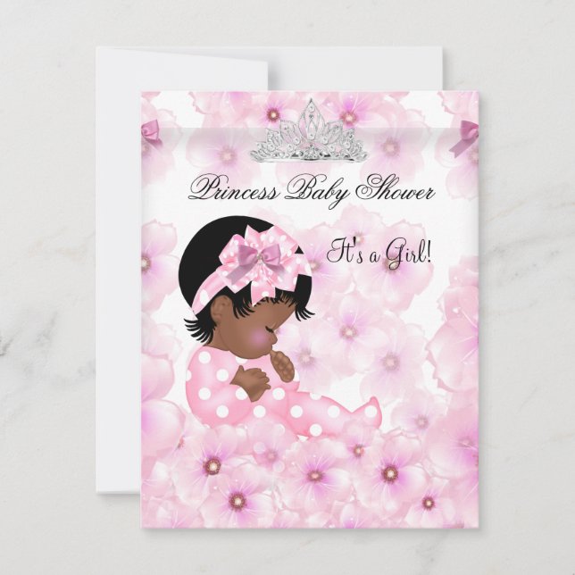 Invitation Couronne de bébé princesse Fille Fleurs roses Tiar (Devant)