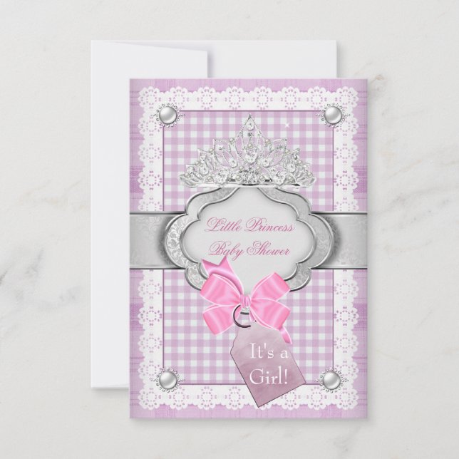 Invitation Couronne de bébé princesse fille rose (Devant)
